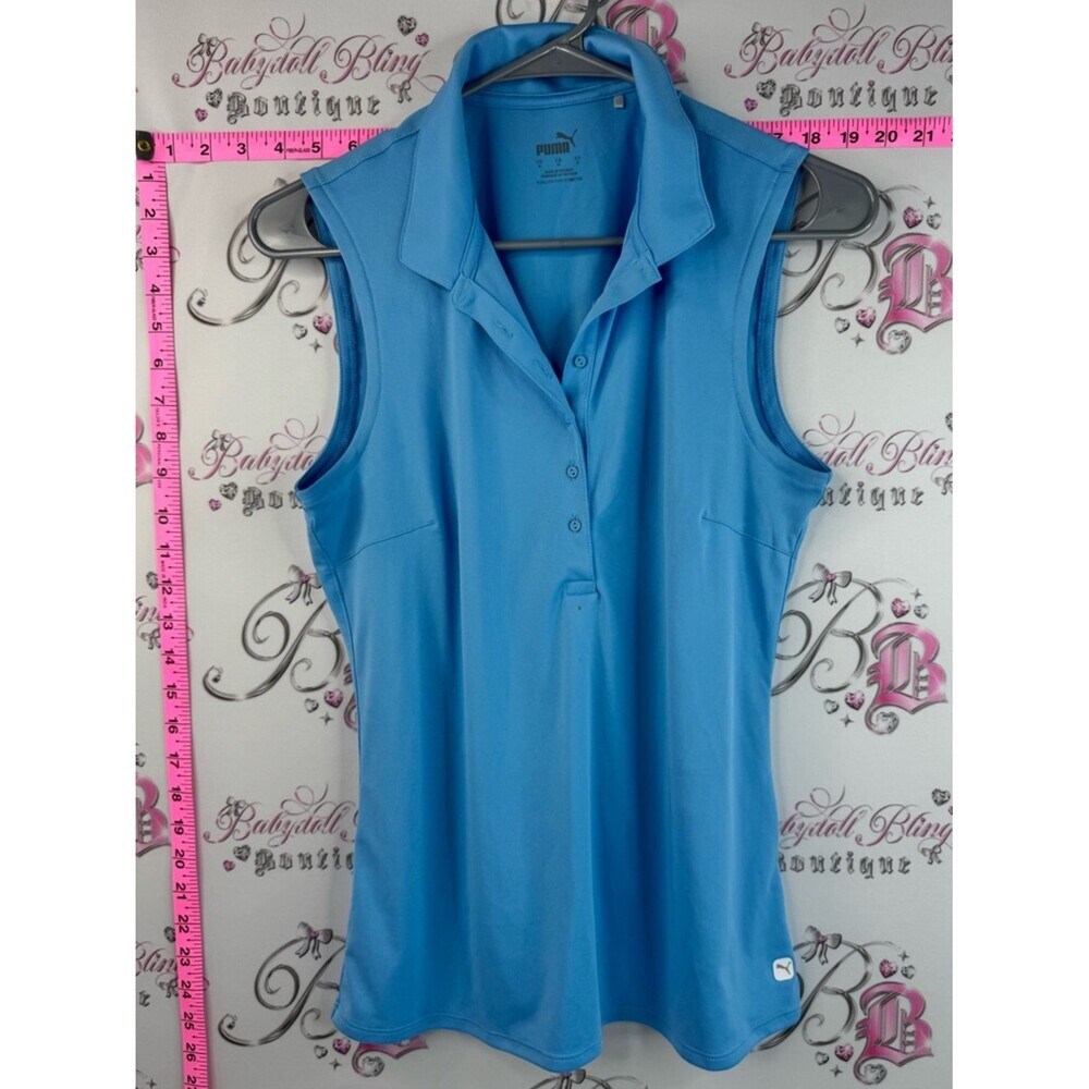 Puma tank top collared buttons Women's Sleeveless Polo Tank in Light Blue
